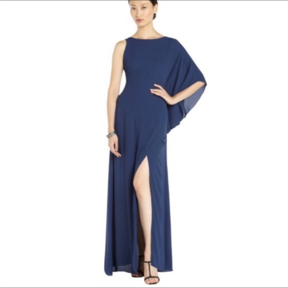 BCBGMaxAzria Janus One-Shoulder, Navy, Size 4